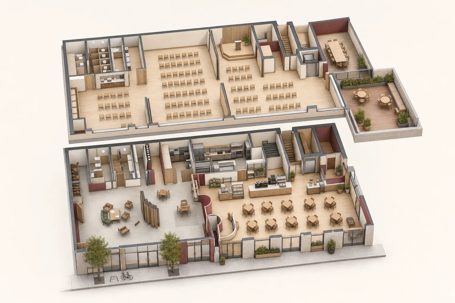 Conceptual cutaway showing the Kollel’s two future floors
