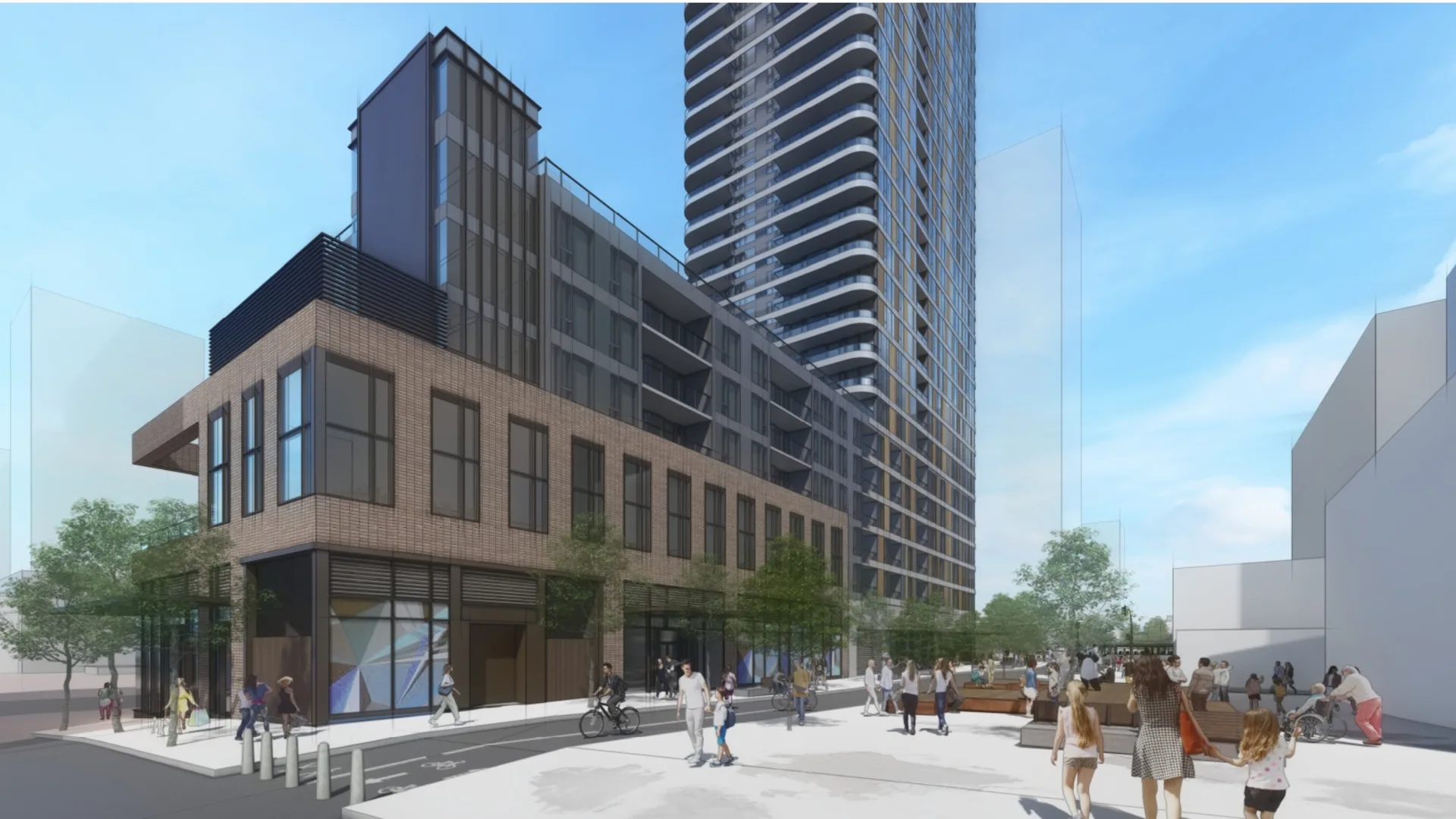 Architect visualization of the future building from the Greenway