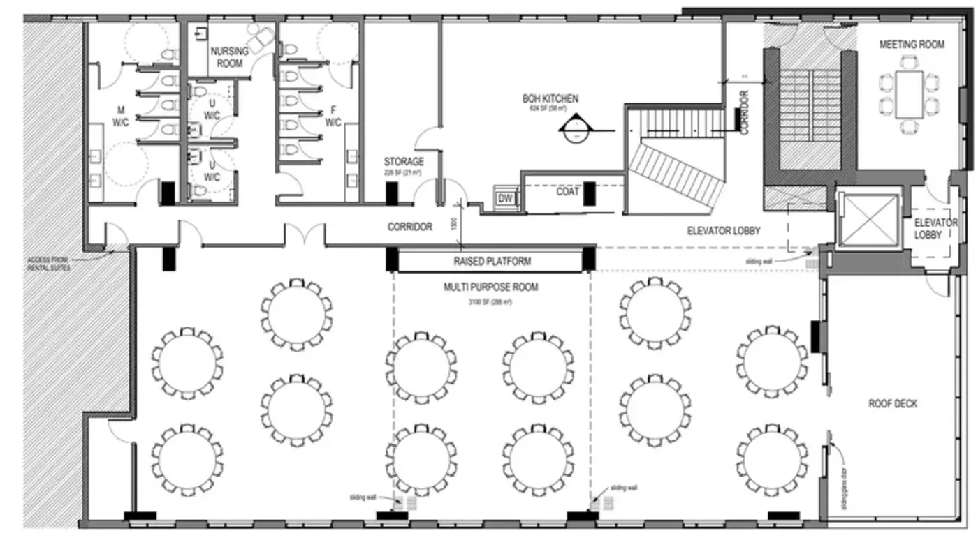 Level 2 drawing-stage plan; Multi-purpose room is the active room